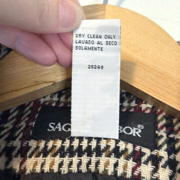 Vintage Sag Harbor Wool Plaid Houndstooth Blazer Jacket Size 16 - Picture 8 of 10